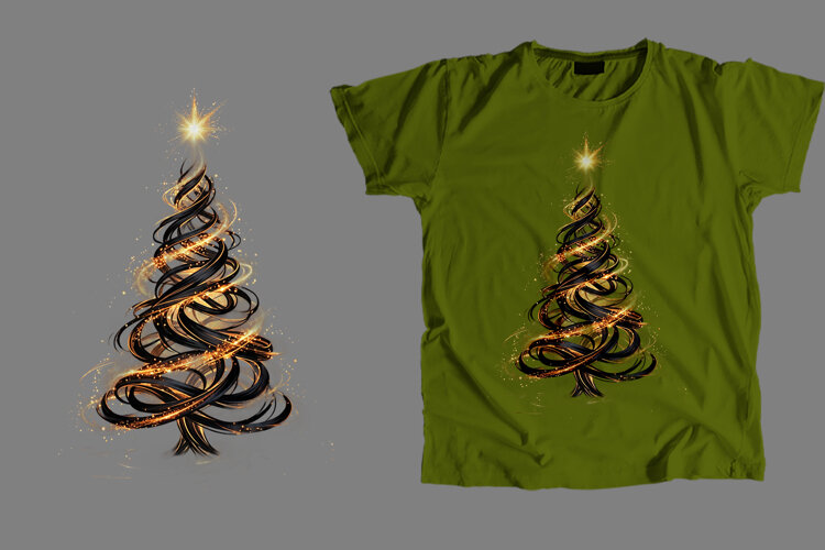 Abstract Gold Star Glitter Christmas Tree 3D PNG example image 1