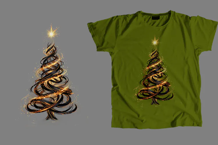 Abstract Gold Star Glitter Christmas Tree 3D PNG