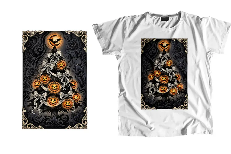 Gothic Bat Moon Skull Ribbon Creepmas Tree PNG