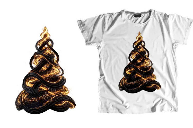 Abstract Gold Glitter Christmas Tree 3D PNG