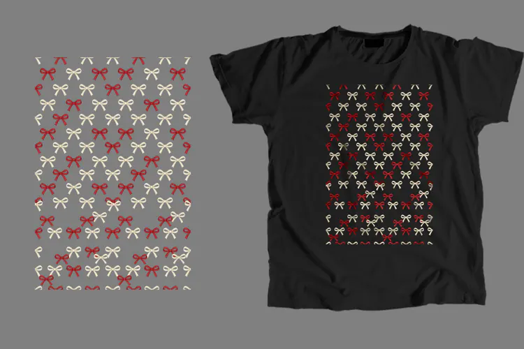Ribbon Bows T-Shirt PNG Red White Pattern Sublimation Art