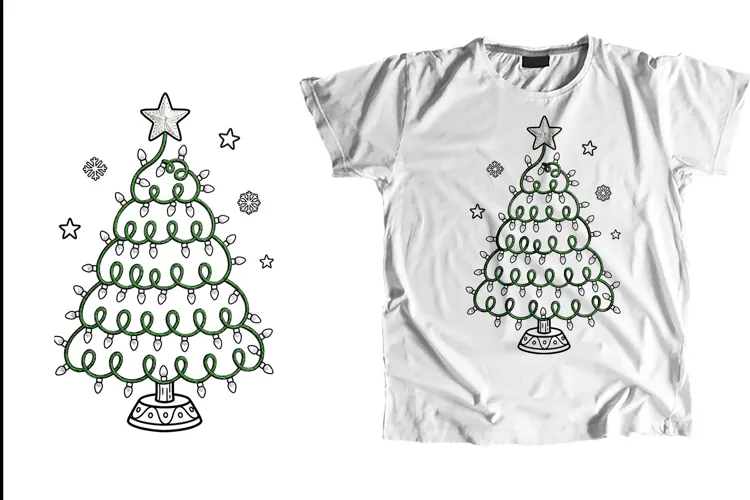Christmas Tree Lights PNG Sublimation Holiday T-Shirt Design