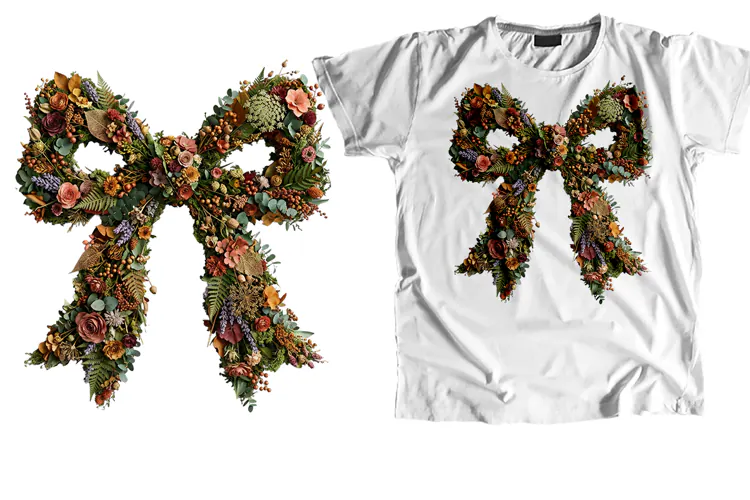 Autumn Dried Floral Coquette Bow Graphic PNG