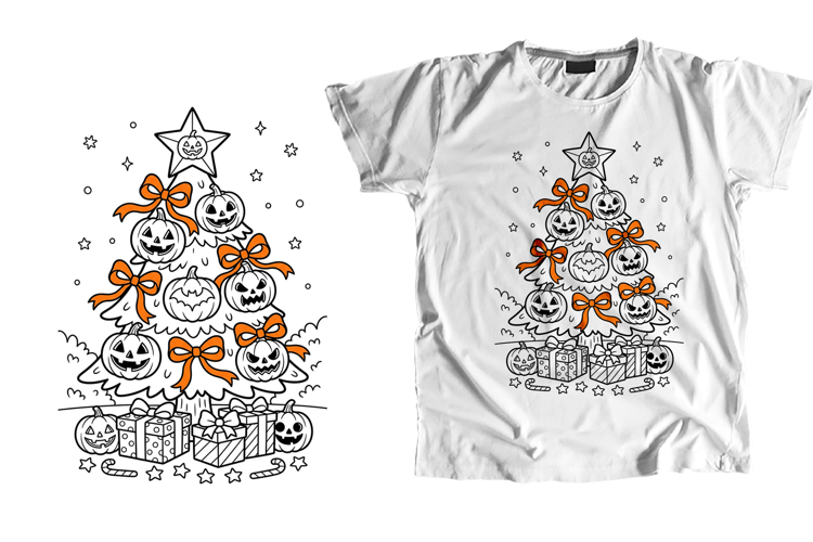 Coquette Creepmas Pumpkin Tree Orange Bows PNG
