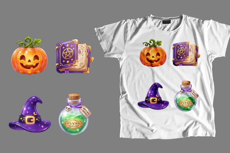 Magical Halloween Elements T-Shirt PNG