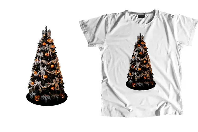 Gothic Black Creepmas Tree Pumpkin Bows PNG