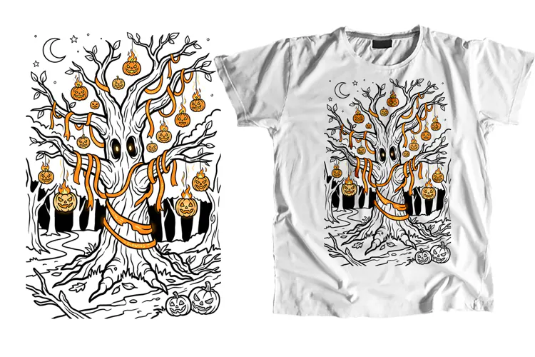Spooky Glowing Pumpkin Tree Creepmas PNG