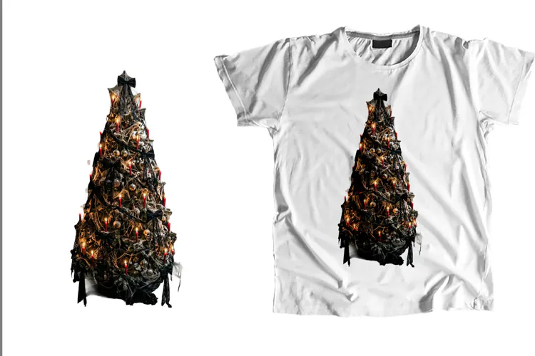 Gothic Cobweb Christmas Tree Black Lace Bows PNG Sublimation