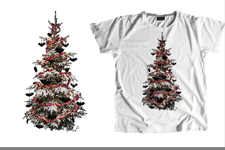 Gothic Snowy Creepmas Tree Orange Purple Ribbon Bow PNG