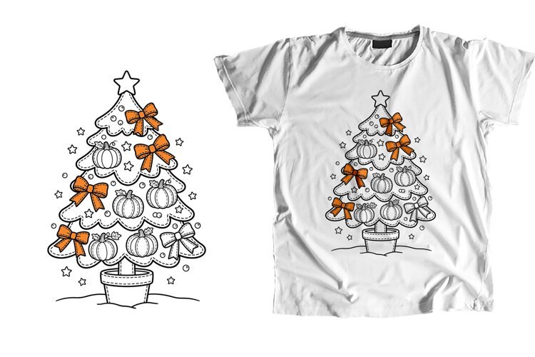 Orange Stitch Bow Pumpkin Creepmas Tree PNG example image 1