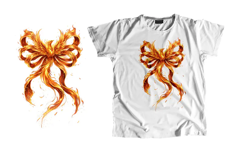 Fire Phoenix T-Shirt PNG Bow Sublimation Design