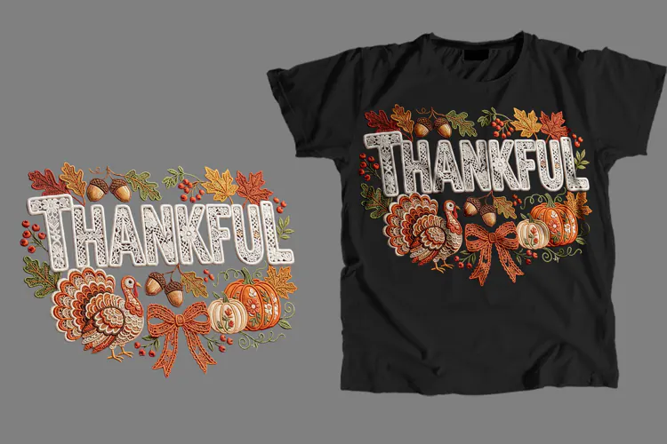 Thankful Thanksgiving T-Shirt Sublimation PNG 300 DPI