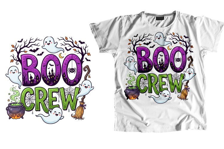 Boo Crew Halloween T-Shirt PNG Sublimation Art example image 1