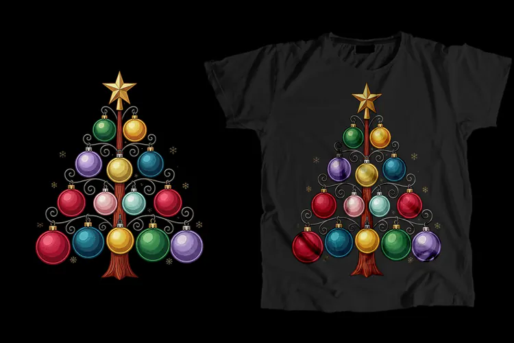 Christmas Tree T-Shirt PNG Ornament Sublimation Art
