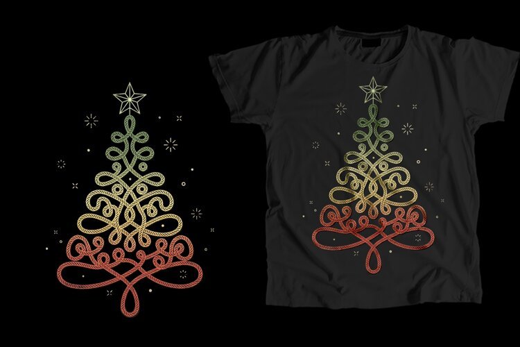 Christmas Tree T-Shirt PNG Rope Knot Holiday Sublimation example image 1
