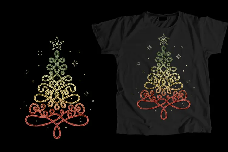 Christmas Tree T-Shirt PNG Rope Knot Holiday Sublimation