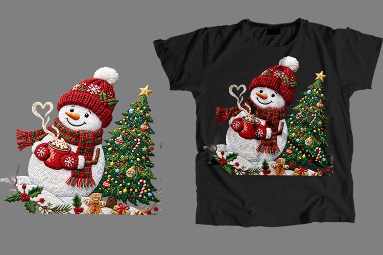 Snowman Christmas T-Shirt PNG Sublimation Design example image 1