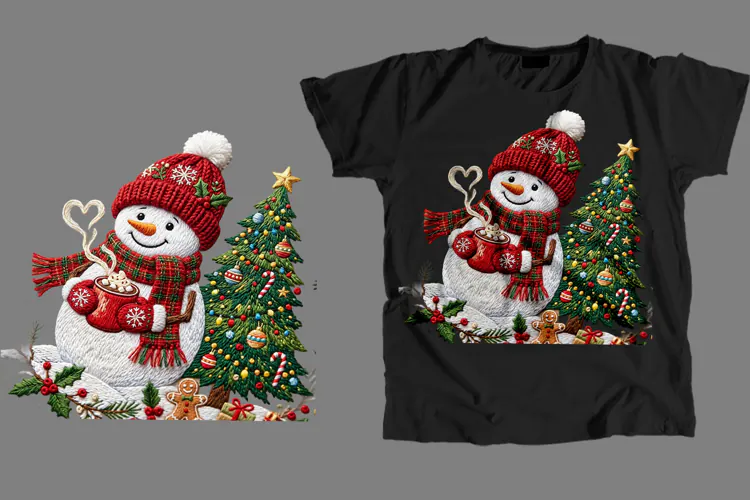 Snowman Christmas T-Shirt PNG Sublimation Design