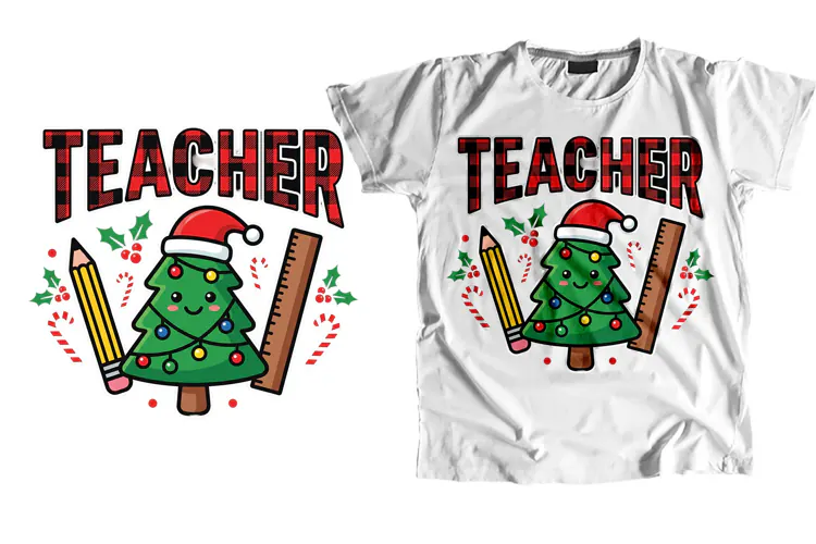Christmas Teacher T-Shirt PNG Sublimation Design