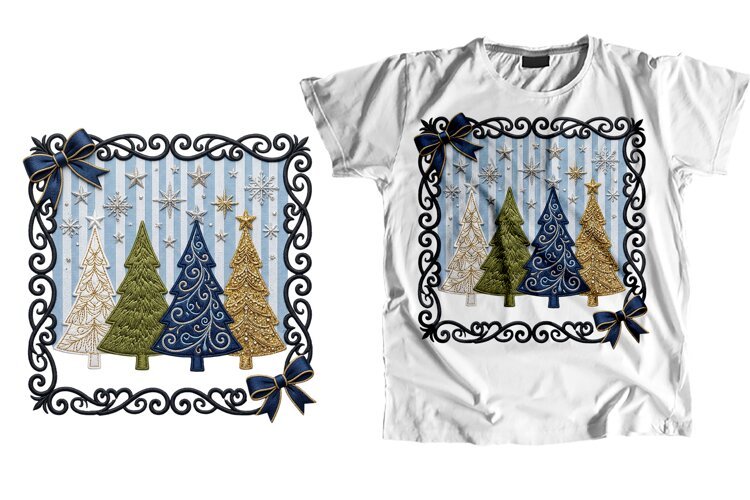 Christmas Trees T-Shirt PNG Sublimation Design example image 1