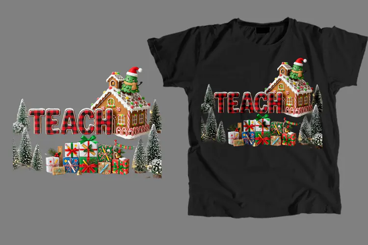 Christmas Teacher T-Shirt PNG Sublimation Design