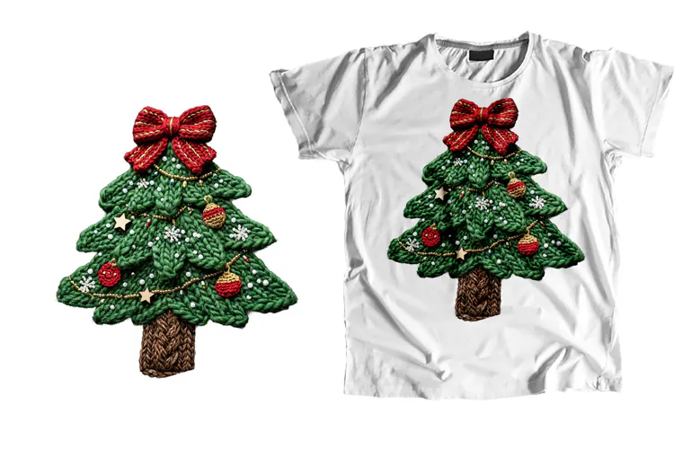 Knitted Christmas Tree T-Shirt Sublimation PNG