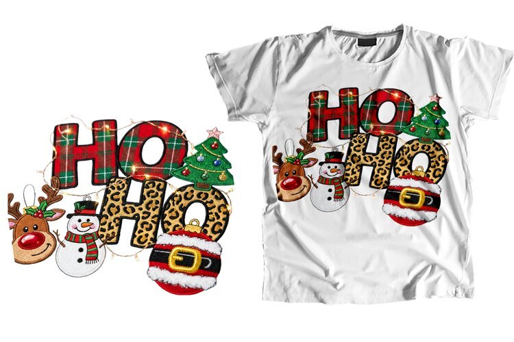 Ho Ho Ho Christmas T-Shirt Sublimation PNG 300 DPI example image 1