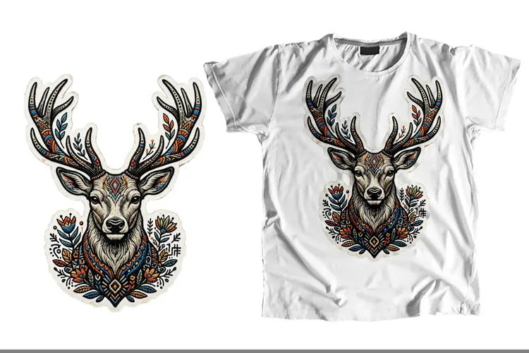 Tribal Boho Deer Head T-Shirt Sublimation PNG 300 DPI