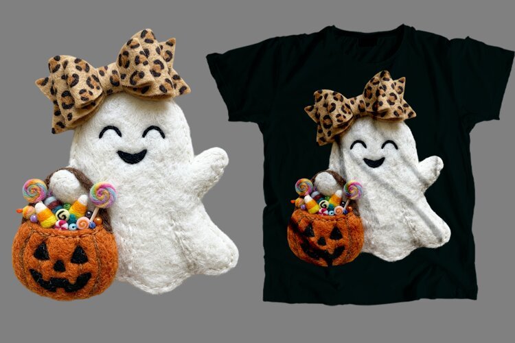Felt Ghost Candy T-Shirt PNG example image 1
