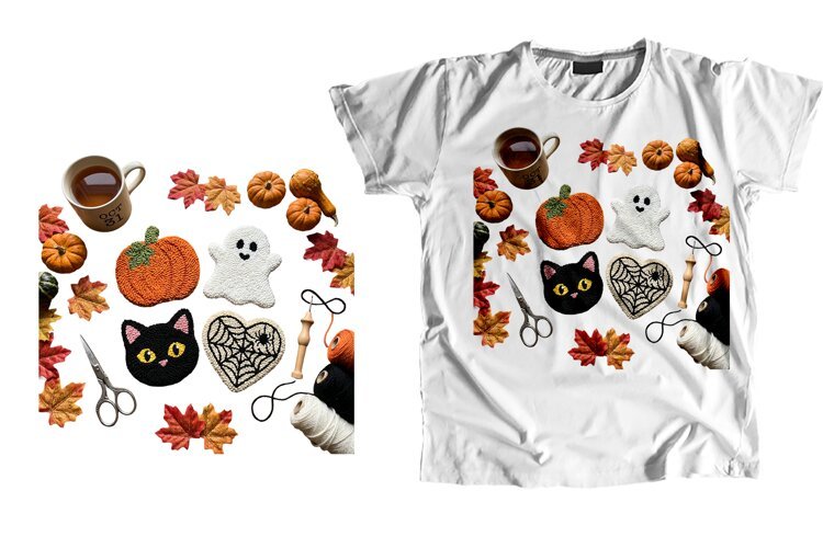 Halloween Craft Flatlay T-Shirt PNG 300 DPI example image 1