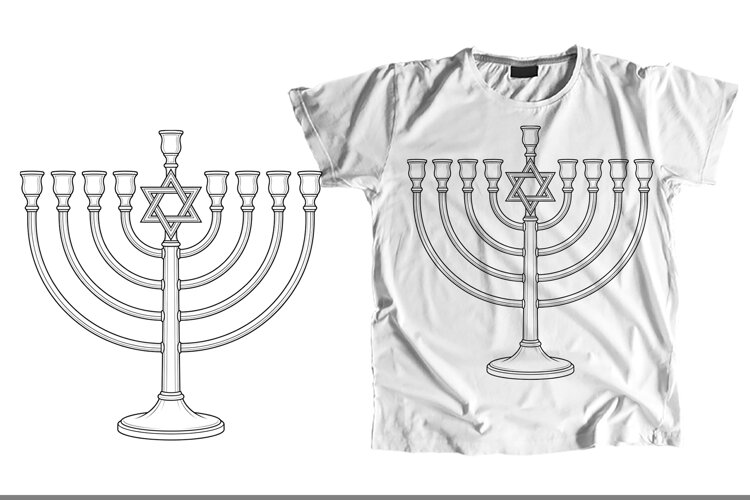Hanukkah Menorah T-Shirt Sublimation PNG 300 DPI example image 1