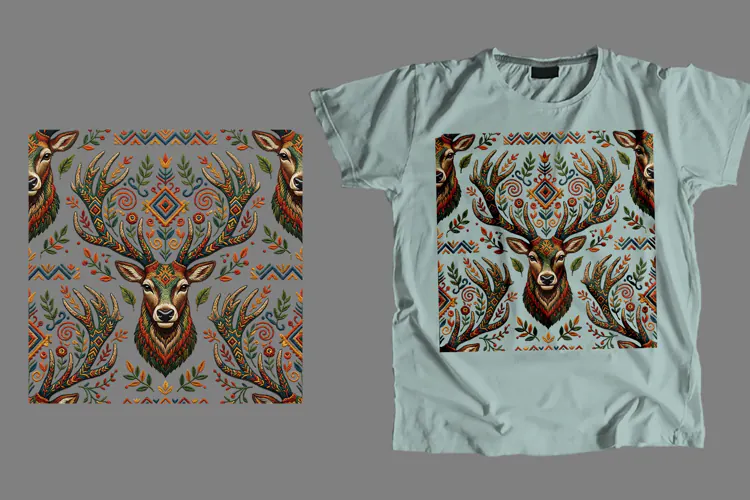 Boho Tribal Deer T-Shirt Sublimation PNG 300 DPI