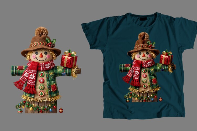 Christmas Scarecrow T-Shirt Sublimation PNG 300 DPI example image 1