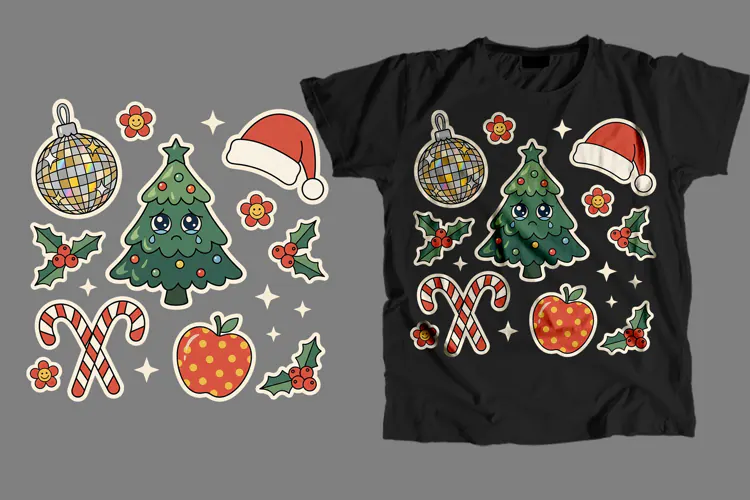 Retro Christmas T-Shirt PNG Sublimation Design