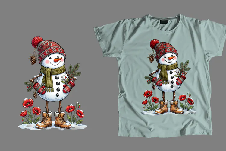 Winter Snowman T-Shirt Sublimation PNG 300 DPI