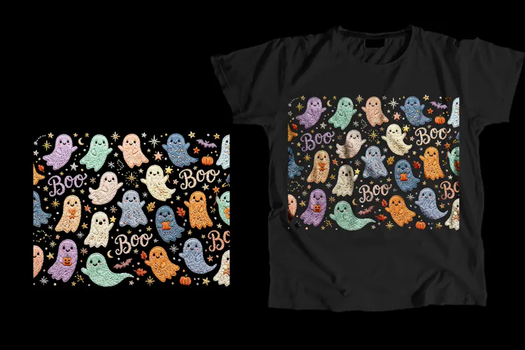 Boo Ghost Pattern T-Shirt PNG 300 DPI