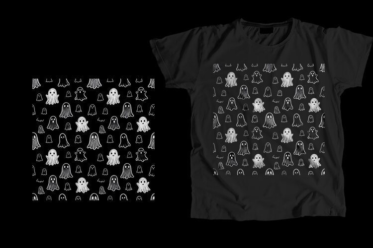 Spooky Ghost Pattern T-Shirt PNG 300 DPI example image 1