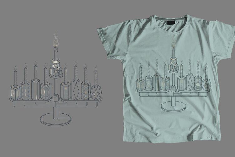 Hanukkah Menorah T-Shirt Sublimation PNG 300 DPI example image 1
