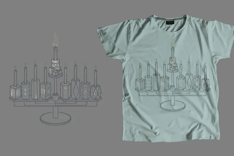 Hanukkah Menorah T-Shirt Sublimation PNG 300 DPI