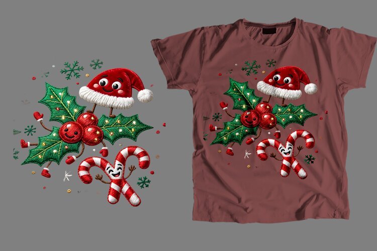 Cute Christmas Characters T-Shirt PNG Sublimation Design example image 1