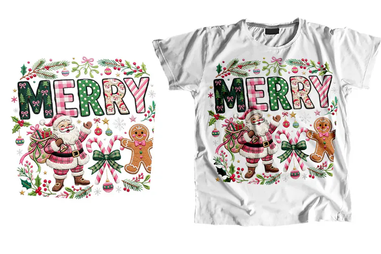 Merry Christmas Santa T-Shirt Sublimation PNG 300 DPI