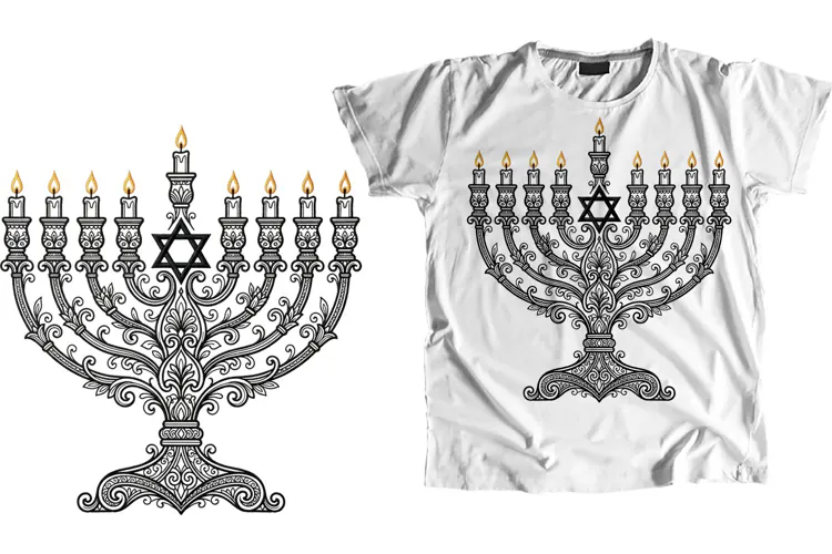 Hanukkah Menorah T Shirt Sublimation PNG Design