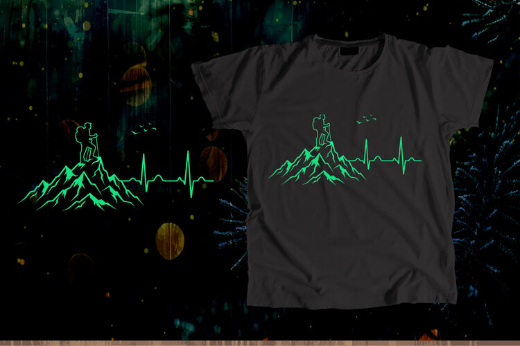 Green Hiker EKG Mountain Pulse Vector Art example image 1