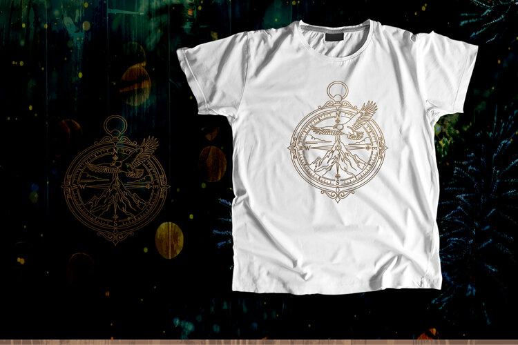 Golden Compass Eagle Mountain Vector Art example image 1