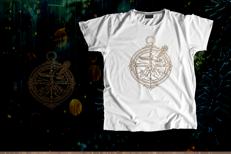 Golden Compass Eagle Mountain Vector Art