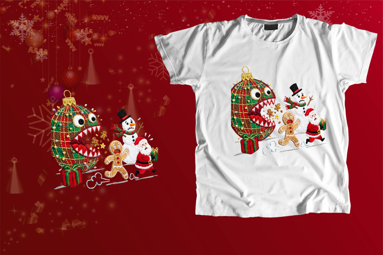Embroidered Monster Bauble Christmas Chase PNG