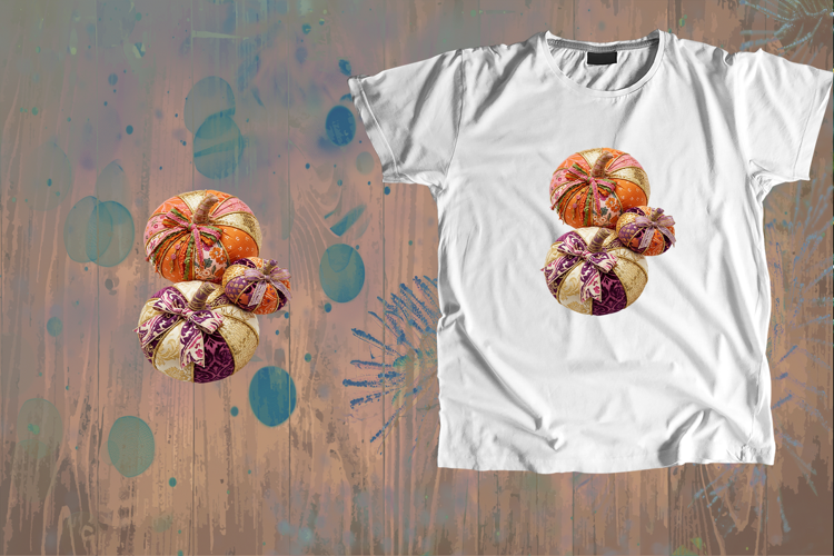 Patchwork Fabric Pumpkins Fall Sublimation Art