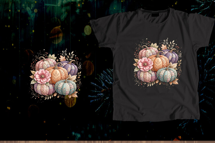 Pastel Pumpkin Watercolor Fall Sublimation Art example image 1