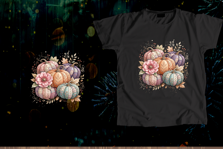 Pastel Pumpkin Watercolor Fall Sublimation Art