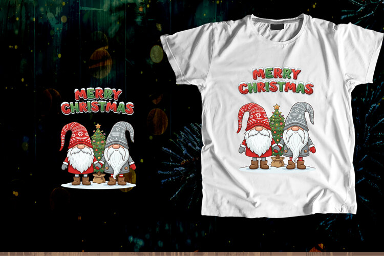 Cute Christmas Gnomes Merry Christmas Art example image 1